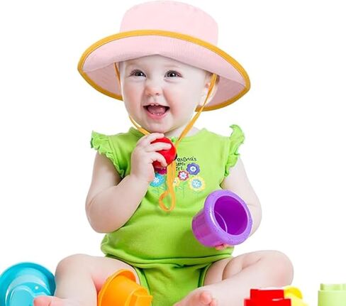 Baby Sun Hat Toddler Bucket Hat Kids Sun Protection Wide Brim Summer Beach Hat For Boys Girls (لمدة 2-4 سنوات) in Saudi Arabia
