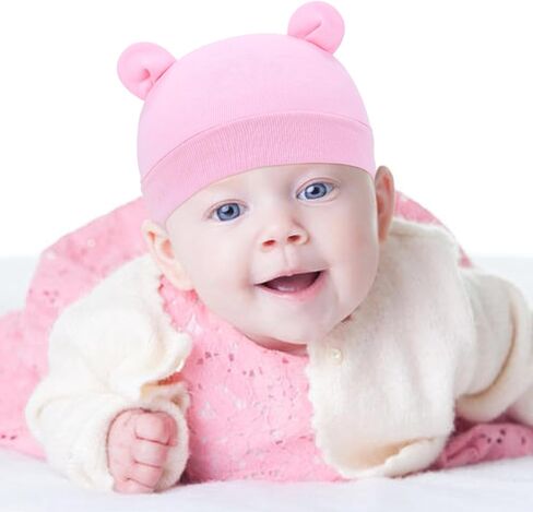 Cinaci 6 Sets Ear Turban Hats and No Scratch Mittens Caps Bonnets Gloves for 0-6M Unisex Baby Girls Boys Newborns Infants in Saudi Arabia