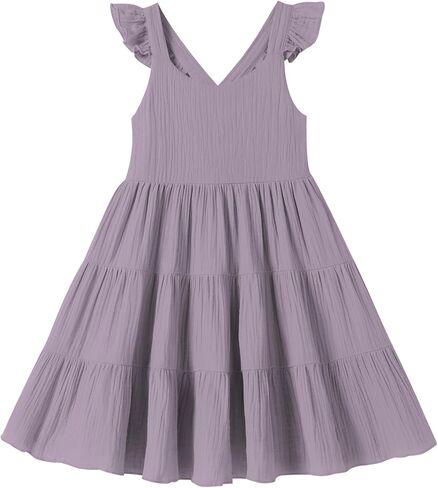 U·nikaka Baby Girls Dresses Ruffle Sleeveless Toddler Princess Party Dresses Little Girls Beach Casual Summer Sundress 2-6Y in Saudi Arabia