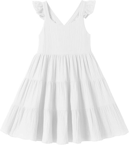 U·nikaka Baby Girls Dresses Ruffle Sleeveless Toddler Princess Party Dresses Little Girls Beach Casual Summer Sundress 2-6Y in Saudi Arabia