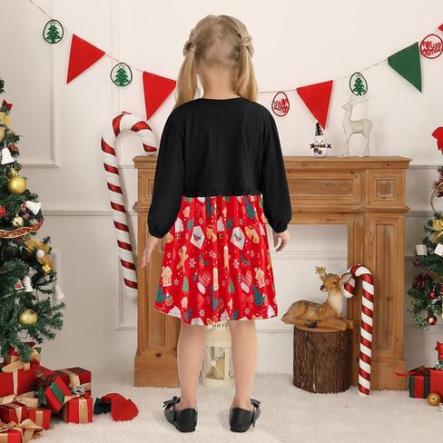 Patgoal Baby Girl Christmas Dress and Cardigan Set Toddler Kid Girls Xmas Sleeveless Dress Ribbed Cardigan 2 Piece Outfits in Saudi Arabia