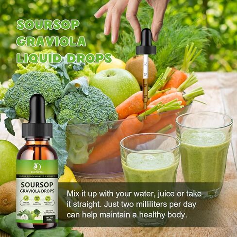 (عبوة من قطعتين) قطرات سائل Soursop Graviola 2000 مجم، مضادات أكسدة طبيعية، دعم الخلايا وتجديدها، تعزيز المناعة، سائل قشطة شائكة، غير معدل وراثيًا، نباتي، نكهة قشطة شائكة طبيعية - 2 أونصة سائلة in Saudi Arabia