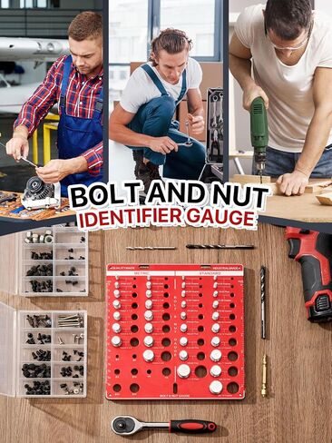 Thread Checker, 38 Nut and Bolt Thread Checker, Bolt Size and Thread Gauge 21 Standard & 17 Metric, Thread Pitch Gauge, Wall-Mountable Bolt Thread Identifier Gauge with Inch & CM Ruler in Saudi Arabia