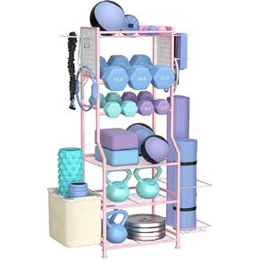 Dumbbell Rack, Home Gym Storage for Dumbbells Kettlebells Yoga Mat & Strength Training Equipments, Weight Rack with Peg Board Organizer, Workout Storage Gym Organizer Gym Equipment Storage