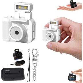 Retro Snap Camera，Mini Nostalgic Vintage View Camera，Tiny Snaps Camera，Keychain Digital Photo Camera，Llavero Mini CáMara Retro，1080p Hd with Led Flash Light (16G)