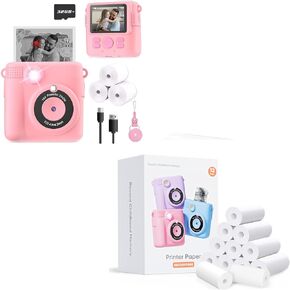 Pink Instant Print Camera*1&12 Rolls Print Paper*1