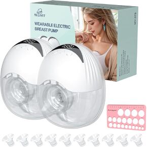 Breast Pump Hands-Free, [4 Modes & 12 Levels] Double Wearable Strong Suction Pump, [Portable & Lightweight] Include 10PCS Flange Inserts 13/15/17/19/21mm & Nipple Ruler for Moms Breastfeeding