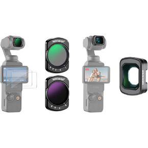 NEEWER Variable ND2-ND32 & ND64-ND512 Kit and 0.75X Wide Angle Lens Compatible with DJI Osmo Pocket 3 and Creator Combo