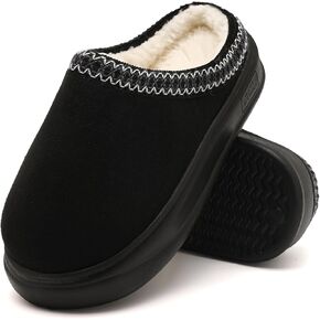 House Slippers for Woman Men, Womens slippers Platform EVA sole Warm Fuzzy Faux Fur Lined Suede Short Ankle Boots Memory Foam shoes for Women Anti-Slip Boot Indoor Size