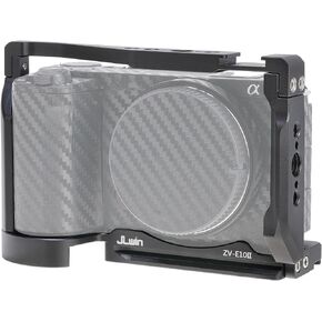 FocusFoto Camera Cage for Sony Alpha ZV-E10 II Mirrorless Camera, Video Vlogging Rig with Cold Shoe, 1/4"-20 Screw Mount, 3/8"-16 Locating Holes for Arri Grip, Quick Release Plate for Arca Tripod