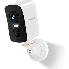 2K Wireless Security Camera Outdoor Rechargeable Battery Camera WiFi, 300° Pan Rotating, AI Motion Detection, PIR, Color Night Vision, Spotlight, Siren, Two-Way Talk, IP65, SD/Cloud Storage