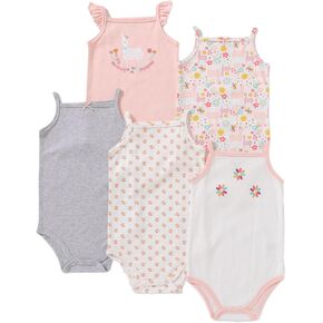 Baby Girls Multi-Pack Sleeveless Bodysuit-100% Cotton Ultra-Soft Breathable for 0-12 Months, Summer/Spring Outfits