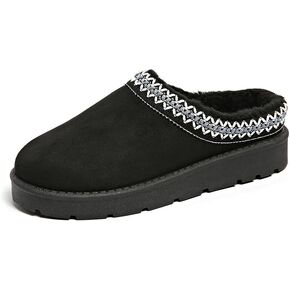 Women’s Slippers Platform Mini Boots for Suede Leather Slip-on Fluffy Warm Comfy