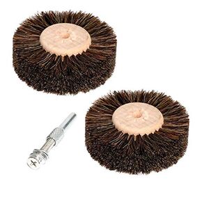 2pc خيوط sisal sisal وفرشاة الشعر بالخيول تلميع شحنة عجلة خشبية للأثاث أدوات الحفر الدوارة - (اللون: 2 مساءً فرشاة شعر الحصان)