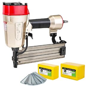 meite ST64E Concrete T Nailer with 1-1/4" and 2-1/2" Concrete Nails (400 PCS Per Size), Pneumatic 14 Gauge Heavy Duty Air Concrete Nail Gun, Compatible with 14 Gauge 3/4 Inch to 2-1/2 Inch Concrete T