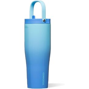 Corkcicle Go Cup XL Insulated Tumbler with Lid and Straw, Capri Blue, 30 oz – Reusable Water Bottle Keeps Beverages Cold for 12hrs – Cupholder Friendly Tumbler, Leak-Proof Design