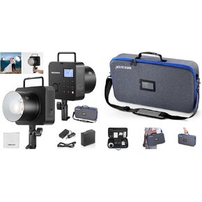 NEEWER Q4 400Ws 2.4G TTL Outdoor Studio Flash (New Look), 1/8000s HSS/2800mAh Battery/30W Modeling Lamp/400 Full Power Strobe Light Photography Bowens Mount Monolight, PB8 Q4 Carrying Bag Kit Included