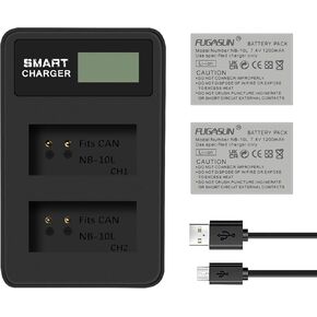 2 pcs 1200mAh NB-10 NB10L Battery with Dual Charger for Canon NB-10L NB10L NB 10L SX40HS SX50HS SX60HS SX40 SX50 SX60 HS Camera