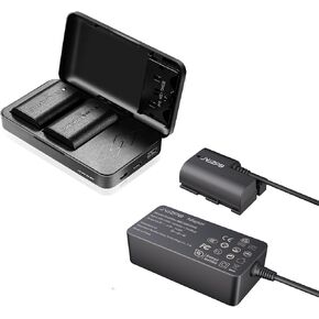 JYJZPB LP-E6 LP-E6NH 2 Packs Replacement Battery and Charging Case with Dummy Battery Adapter Fit for Canon EOS R5, EOS 90D, 60D, 70D, 80D, 5D II, 5D III, 5D Mark IV, 6D 7D Mark II III IV Cameras
