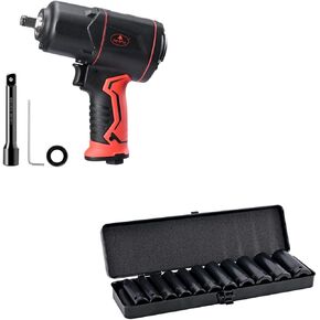 AEROPRO TOOLS 1/2" A315 Air Impact Wrench & 1/2" Drive Deep Impact Socket Set(11 Pieces)