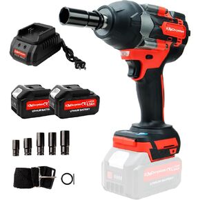20V Cordless Impact Wrench 1/2'', Compatible with Makita 18V Battery, Maximum Torque 320 NM, Brushless Motor, Max 3200RPM, 2 * 6.0 Ah Battery and Charger in Combo Kit