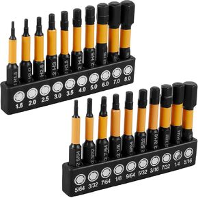 20Pcs Impact Hex Head Allen Wrench Drill Bit Set S2 Alloy Magnetic 1/4inch Quick Release Shank Screw Driver Drill Bit for Home Repair