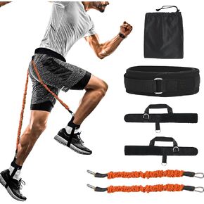 Vertical Jumping Trainer Jump Resistance Bands System with Adjustable Ankle Strap & Belt Horizontal Workout Equipment for Leaping Fitness Basketball Volleyball Football Tennis Leg Agility Training