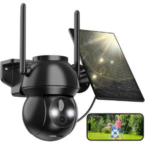 Solar Security Cameras Wireless Outdoor 2K 360° View Battery Powered Color Night Vision