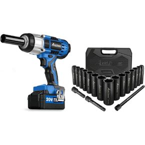 AVID POWER Cordless Impact Wrench Bundle with 18PCS Impact Sockets Set