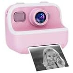 Instant Print Camera for Kids, Christmas Birthday Gifts for Girls Boys, Kids Camera Instant Print with Dual Camera 1080P Digital Camera Toys for 4 5 6 7 8 9 10 Year Old Girl with 32GB SD Card (Pink)