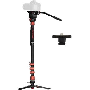 IFOOTAGE C180F-P Monopod & Komodo K5S Fluid Head & Quick Release Head, Monopod with Fluid Head & Extra Quick Release Head, Outdoor Photography Set