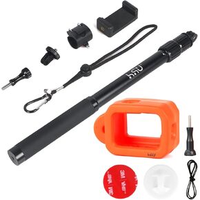 HSU Floaty Case and Waterproof Extension Pole for GoPro, 14.8"-36.6" Handheld Monopod Compatible with GoPro