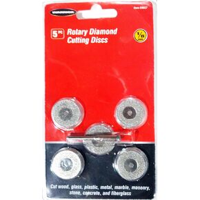 Rotary Diamond Cutting Discs with 1/8" Shank, 5 Pc.