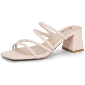 IDIFU IN2 Strappy Heels for Women Square Toe Low Chunky Block Heels Wedding Prom Slip On Dress Shoes for Bride Bridesmaid Comfortable Heeled Slide Sandals Slingback Short Mule Heels in Kuwait