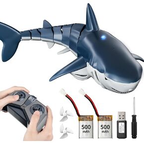 2.4Ghz Remote Control Shark Toys for Kids 3 4 5 6 7 Years Old, 1:18 Scale High Simulation Shark for Pool, Bath Toys for Toddlers, Electronic RC Sea Animal, Outdoor Water Gifts