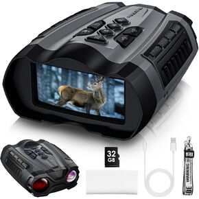 Night Vision Goggles,4000mAh Rechargeable Binoculars for Adults with 3.5" Screen and 32GB Memory Card for 36MP Photo and 4K Video,9 Gear Infrared and 10X Digital Zoom for Outdoor Enthusiasts