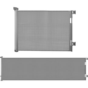 dearlomum Retractable Baby Gate,33x55 Inch + 33x118 Inch,Mesh Baby Gate or Mesh Dog Gate,Child Safety Gate for Doorways, Stairs, Hallways, Indoor/Outdoor