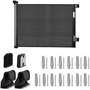 dearlomum Retractable Baby Gate, 33x55 Inch, Black Mesh, Infant & Toddler & Small to Medium Pets