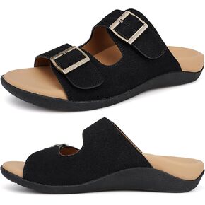 V.Step Orthopedic Slide Sandals with Arch Support Man Women Orthopedic Slippers for Plantar Fasciitis, Orthotic Slippers Sandals with Adjustable Buckle Strap Foot Pain Relief Indoor and Outdoor