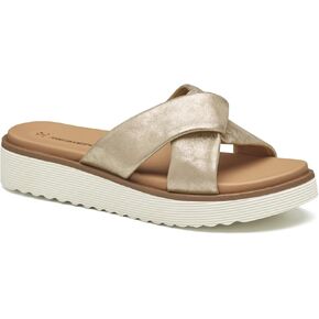 Johnston & Murphy Women’s Mitzi Knotted Slides, Leather Platform Shoes for Women, Wedge Slide Sandals