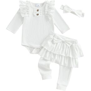 Baby Girl Fall Outfit Newborn Winter Clothes Ruffle Romper Pants Infant Girl' Clothing Set Spring