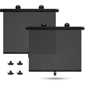Car Window Shades - Side Window Sun Shade (2 Pack) Retractable Car Roller Sunshade for UV and Sun Glare Protection (14.3"x17.7")