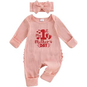 My First Mothers Day Baby Girl Outfit Long Sleeve Romper Jumpsuit Summer Infant Newborn Girl Outfits Clothes