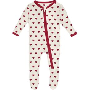 KicKee Full of Hearts Footie with Zipper, One Piece Boy or Girl Baby Clothes