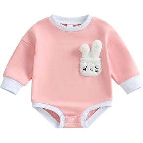 Newborn Baby Girl Boy Easter Outfit Romper Long Sleeve 3D Bunny Jumpsuits 0 3 6 12 18 Months