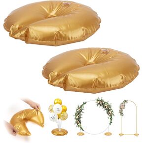 2 Pcs Golden Water Weight Bags for Arch Stand Base – Heavy Duty Fillable Backdrop Stand Weights for Wedding & Party, Thickened Water-Fill Base for Metal Arch Frame