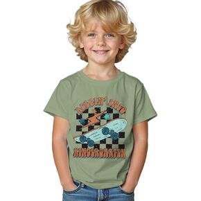 Ritatte Rolling Into Kindergarten Shirt Toddler Boys Skateboard Back to School T-Shirt Kids First Day of School Tees Top