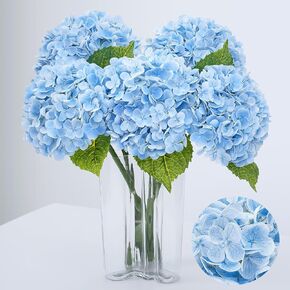 Waipfaru 4Pcs Real Touch Hydrangea Artificial Flowers, Fake Hydrangea Flowers, 21" Latex Faux Hydrangea Flowers for Wedding Bouquet Home Decor Centerpieces (2 Light Green & 2 Dark Green)