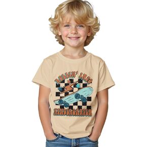 Ritatte Rolling Into Kindergarten Shirt Toddler Boys Skateboard Back to School T-Shirt Kids First Day of School Tees Top