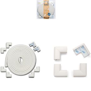 18ft Edge 12 Corners - Bundle & Save - RovingCove HeftyFit Corner Guards (4 Corners, Oyster White) + RovingCove HeftyFit Edge Corner Guards (18ft Edge 8 Corners, Oyster White)